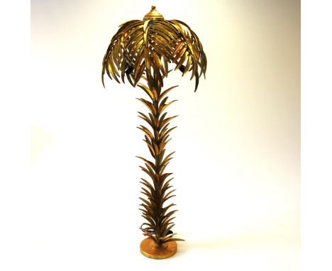 An impressive gilt metal palm tree standard lamp, H. 185cm.