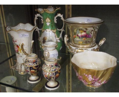 A quantity of Derby, Spode and other vases  
