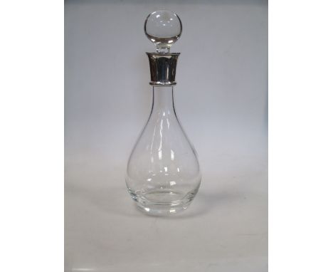 A modern silver mounted decanter with globe stopper, by Carrs of Sheffield 2004  