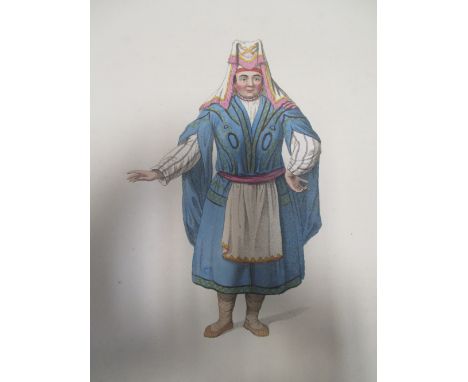 Russian costume designs, seventeen hand-coloured engraved plates from "The Costume of the Russian Empire ... " by J Dadley an