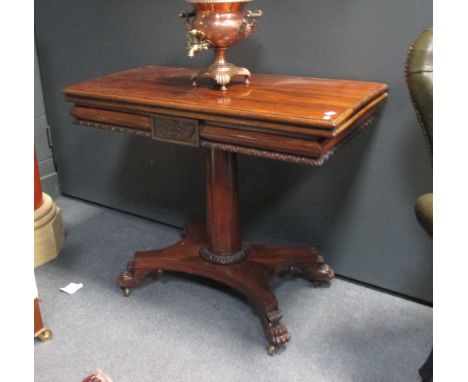 A 19th century rosewood card table, 76 x 93 x 48cm  