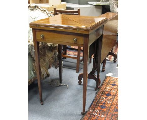 An 19th century mahogany envelope card table, 78 x 51cm  