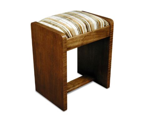 An Art Deco walnut stool, of simple rectangular form with a cut-velvet upholstered drop-in seat 60 x 47 x 35cm (23 x 18 x 14i