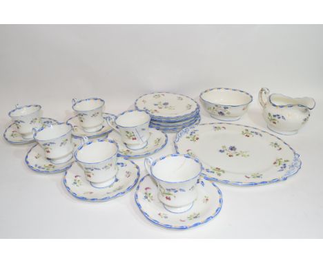 Quantity of tea wares made by Paragon with floral design comprising cups, saucers, milk jug, sugar bowl and side plates, (som