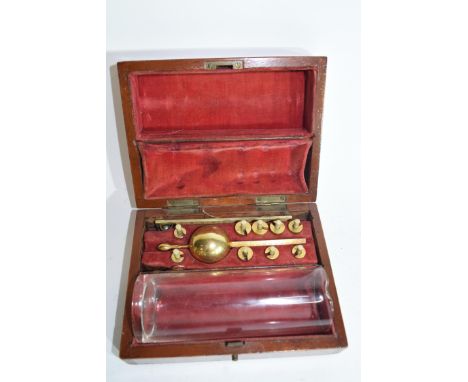 Spiers &amp; Pond, London, cased hydrometer with accompanying thermometer and cylindrical glass, case 15cm wide