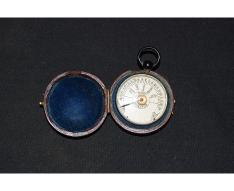 Late 19th/early 20th century travel pocket barometer of plain rectangular form with annotated dial, no makers mark apparent, 