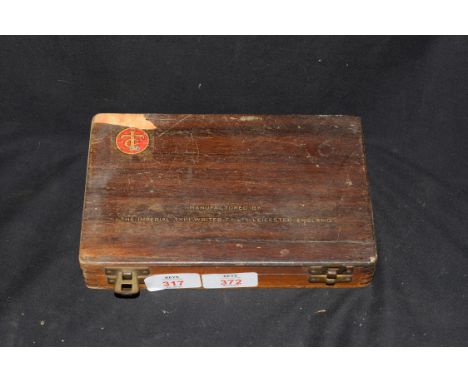 The Imperial Typewriter Co Ltd Leicester England, a wooden case containing various typewriter letters bearing retailers label