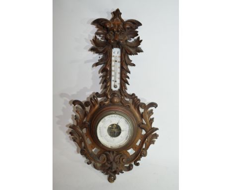 Victorian Black Forest style barometer and thermometer