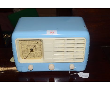 Vintage Ultra T401 radio in light blue Bakelite case