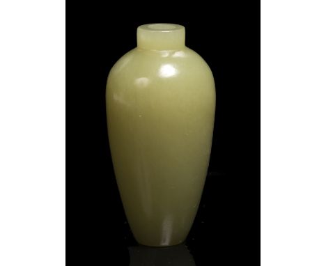 A Chinese pale celadon jade snuff bottle late 19th Century of inverted tear drop form, 6cm 
