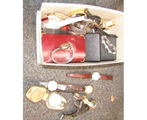 Wristwatches, Accurist 21 jewel gentlemans wristwatch, Swatch watch, Lanco travel pocket watch, etc. (1 box)