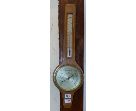 Committi banjo barometer with thermometer in light oak frame