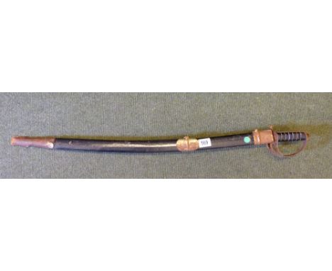 Sword with curved blade and scabbard, rusted L 93cm