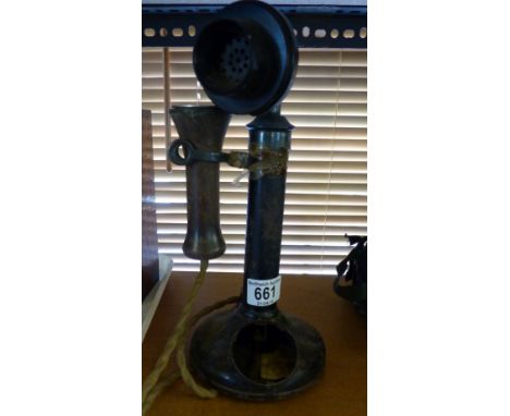 Antique metal stick telephone