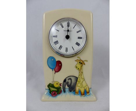 Moorcroft ceramic clock with nursery stitch design 2011, H 16cm