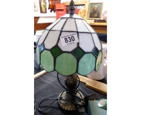 Tiffany style lamp with metal foliate base (shade A/F) H: 38 cm