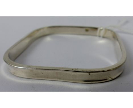 Sterling silver square bangle, w: 20g