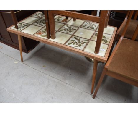 A vintage tile top coffee table, approx. 95 x 50cm