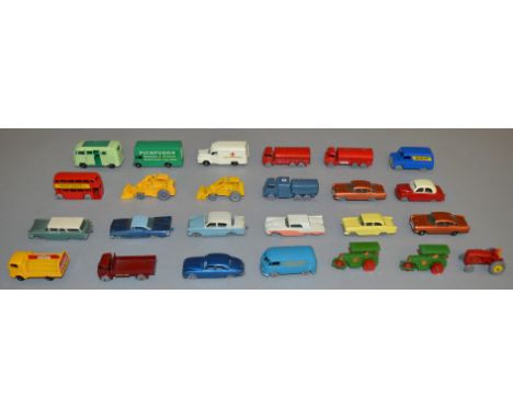 25 unboxed Regular Wheel models from the Matchbox 1-75 series including two versions of the 11b Esso Tanker with GPW and GMW&