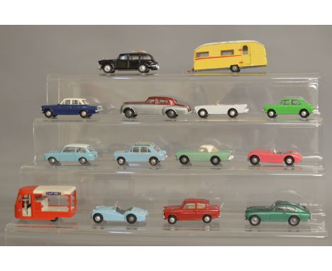 14 unboxed  diecast models from the Tri-ang Spot-On range, all of which have been repainted to a reasonable standard, includi