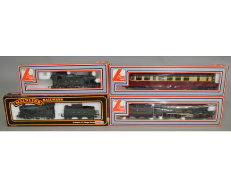 OO Gauge. 3 boxed Lima GWR Locomotives including a Tank, a Railcar and a 4-6-0 with Tender 'King George V', together with a&n