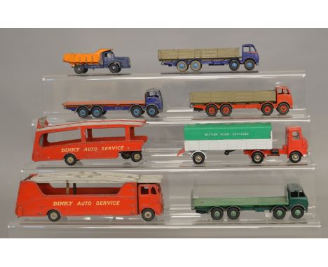 8 unboxed Dinky Toys diecast Commercial Vehicle models iwth varying degrees of play wear, including Foden Type 1 and 2 trucks