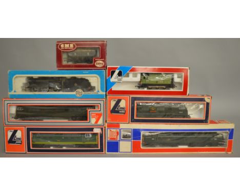 OO Gauge. 3 boxed Lima Diesel Locomotives together with another by Jouef. An Airfix BR black 0-6-0 Locomotive with Tender '44