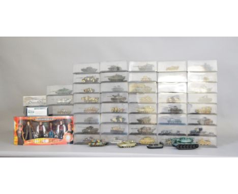 43 boxed Tanks and Military Vehicles together with a James Bond Aston Martin DB5, all magazine part work issues&nbsp; togethe