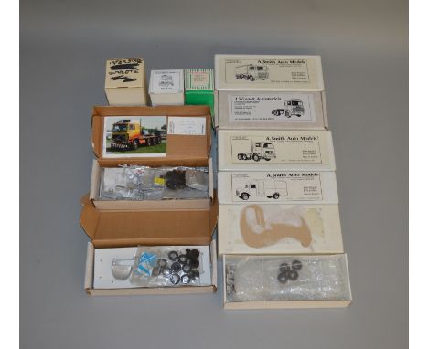 9 white metal vehicle kits by Kingfisher, J Winnett, . Smith Auto Models etc., including various different models - ERF IV Ca