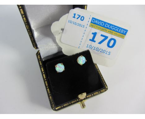 Pair of opal gold-plated stud ear-rings