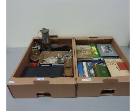 Kukris, Victorian photograph albums with contents, miner's lamp, Scarborough related and other ephemera in two boxes