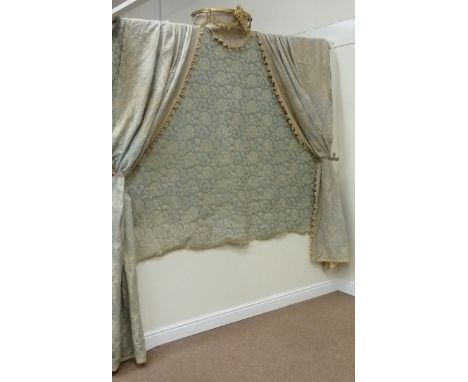 Gilt metal bed coronet with drapes 
