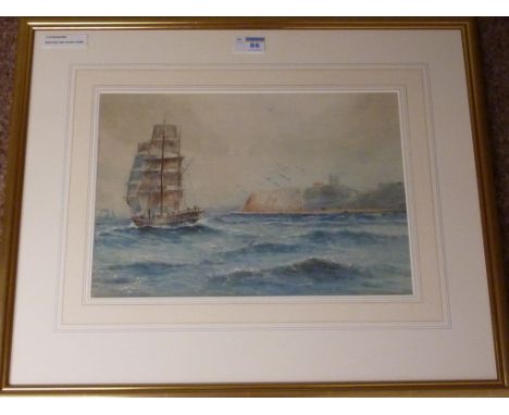 Sailing Ship in the North Bay Scarborough, watercolour signed and dated by Austin Smith 1920,  25cm x 36cm