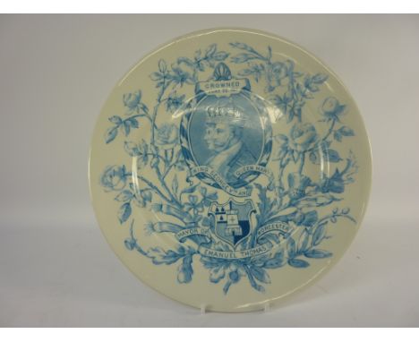 Royal Worcester commemorative plate featuring George V and Queen Mary, presented by the Mayor of Worcester Emanuel Thomas, da