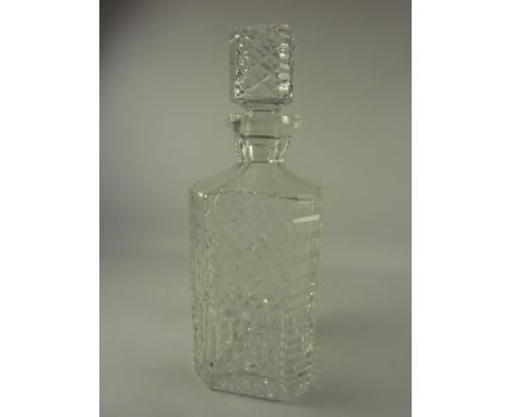 Waterford cut crystal square whisky decanter H15.5cm 