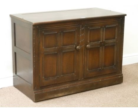 Ercol medium elm two door side cabinet, W98cm, H71cm, D50cm