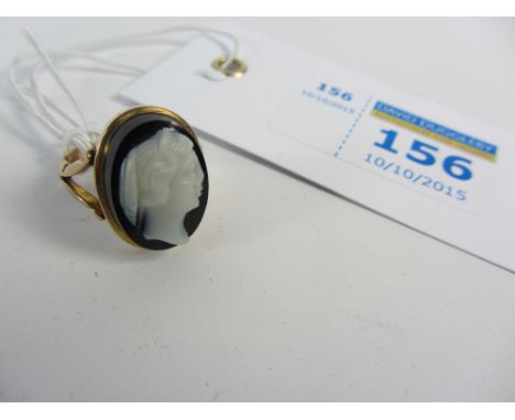 Black onyx cameo 9ct rose gold ring by H Samuel Birmingham 1914