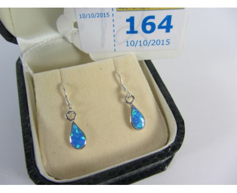 Pair of opal drop ear-rings stamped 925