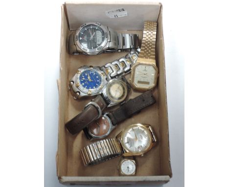 A selection of vintage wrist watches including Titus, Kelton, Casio etc