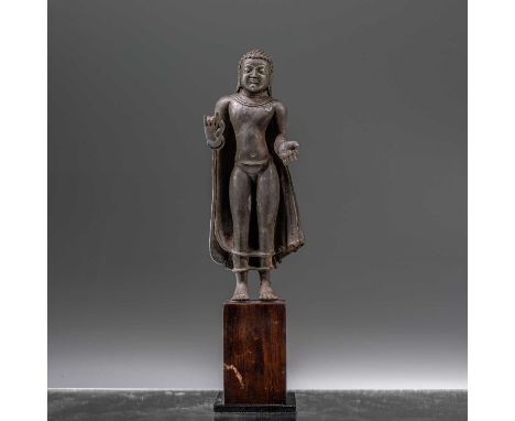 Dimensions: Height 21 cm ; Wide 8 cm ; Depth 6 cm without baseWeight: 1201,2 grams with base Portraying the historical Buddha