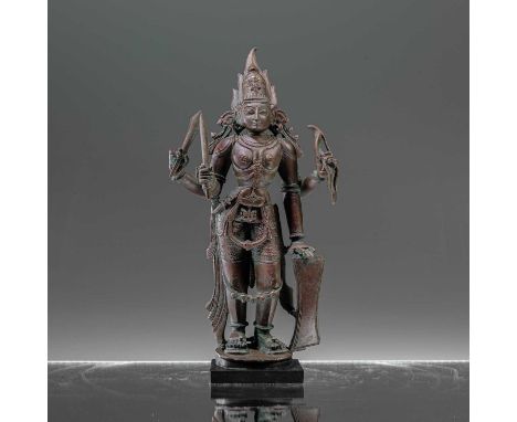 Dimension: Height 26,2 cm ; Wide 13,5 cm ; Depth 6 cm with baseWeight: 2341,1 grams with base  This well-cast and good-sized 