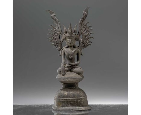 Dimensions: Height 29,5 cm ; Wide 14 cm ; Depth 7,5 cmWeight: 1382 grams  Bronze Arakan Jambhupati Buddha Statue From Burma s