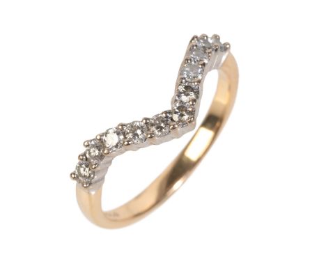 AN 18CT GOLD DIAMOND WISHBONE RINGset with round brilliant cut diamonds, c.0.50 total carats, ring size approx. L1/2, hallmar