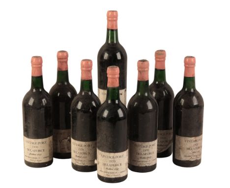 DELAFORCE VINTAGE PORT 1970bottled 1972, eight, 75cl bottles, contained in associated pine case (8)