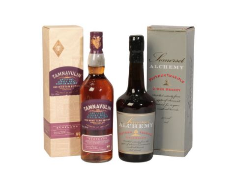 TAMNAVULIN RED WINE CASK EDITION SPEYSIDE SINGLE MALT WHISKYone 75cl bottle, boxed, together with a 70cl bottle of Somerset A