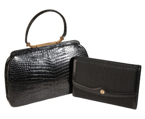 A VINTAGE LEATHER HANDBAGtogether with a Negresco clutch bag (2)