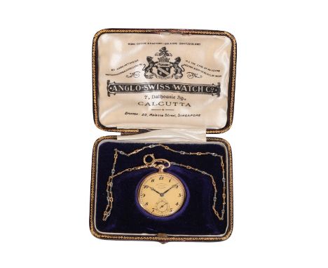 ANGLO-SWISS WATCH CO: A GENTLEMAN'S 18CT GOLD CAVALRY CHRONOMETER OPEN FACED POCKET WATCHthe gold dial with subsidiary second