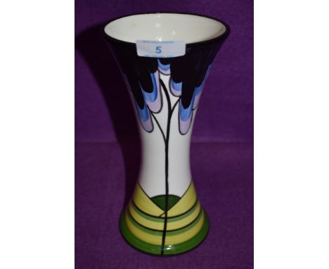 A modern ceramic vase in a Clarice Cliff style btamped Brian Wood L.Oakley Elmfield