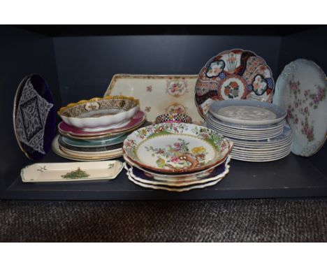 A selection of ceramic plates including Montons bowl and similar Spode late bowl also Myott ye old willow plates