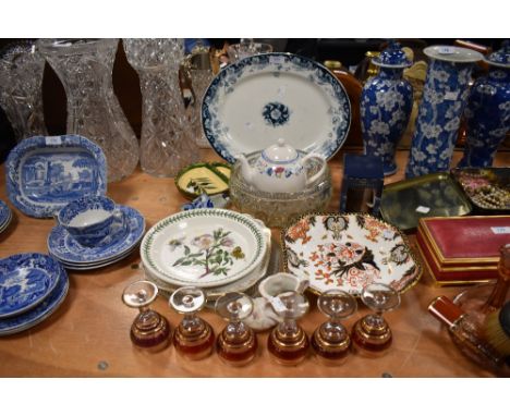 A selection of ceramics including Portmeirion Botanical plate and Royal Crown Derby bowl